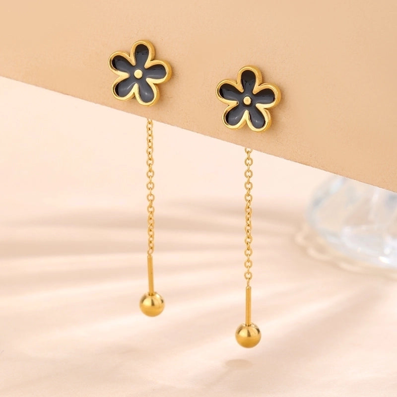 1 Pair Classic Style Flower 304 Stainless Steel 18K Gold Plated Drop Earrings