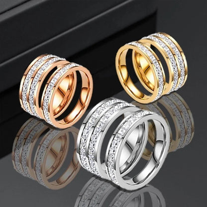 Basic Modern Style Classic Style Geometric Titanium Steel Zircon Inlay Rings