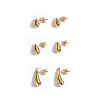 1 Pair Minimalist Water Droplets Plating 304 Stainless Steel 18K Gold Plated Ear Studs