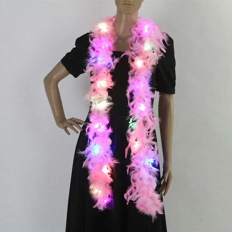 Christmas LED Feather Pendant Christmas Tree Decoration Glowing Feather Strip Holiday Party Decoration Feather Strip