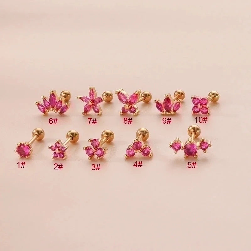 1 Piece Ear Cartilage Rings & Studs Fashion Flower 316L Stainless Steel Copper Plating Inlay Zircon