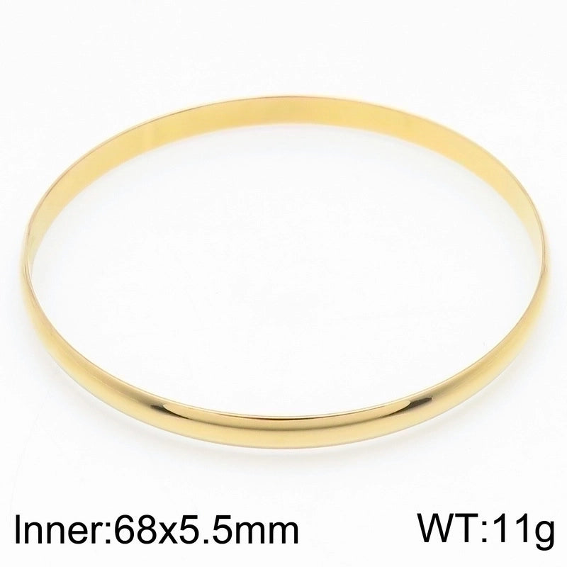 Minimalist Round Stainless Steel 18K Gold Plated Bangle In Bulk