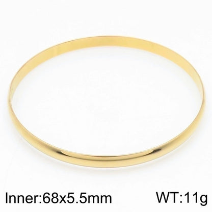 Minimalist Round Stainless Steel 18K Gold Plated Bangle In Bulk