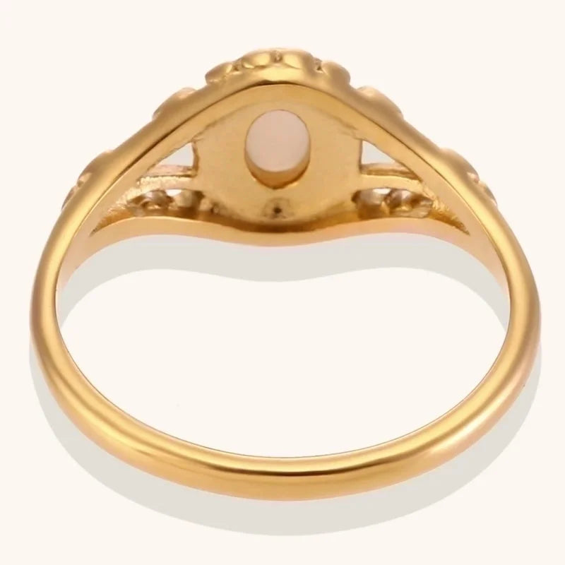 Modern Style Geometric Stainless Steel Plating Inlay Freshwater Pearl 18k Gold Plated Rings
