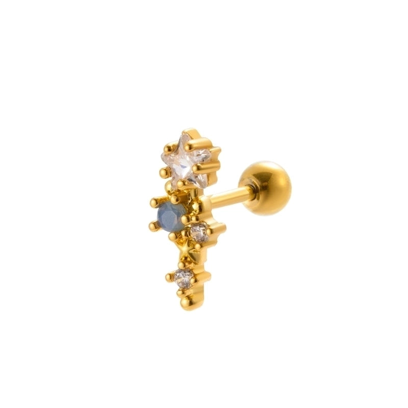 1 Piece Ear Cartilage Rings & Studs Sweet Crown Flower Butterfly 316L Stainless Steel Copper Plating Inlay Zircon