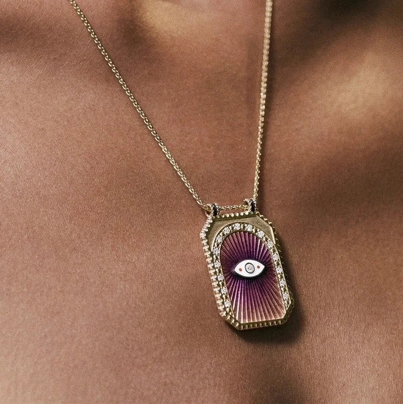 Copper Gold Plated Enamel Tarot Pendant Necklace