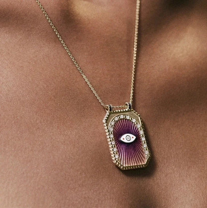 Copper Gold Plated Enamel Tarot Pendant Necklace