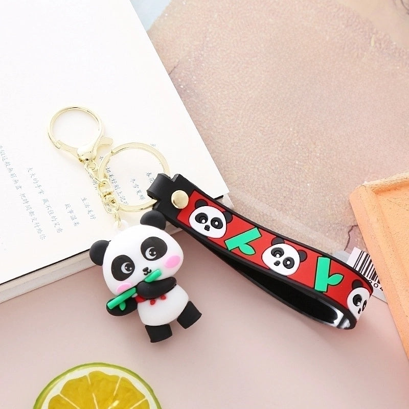 Cute Panda Pvc Metal Unisex Bag Pendant Keychain 1 Piece