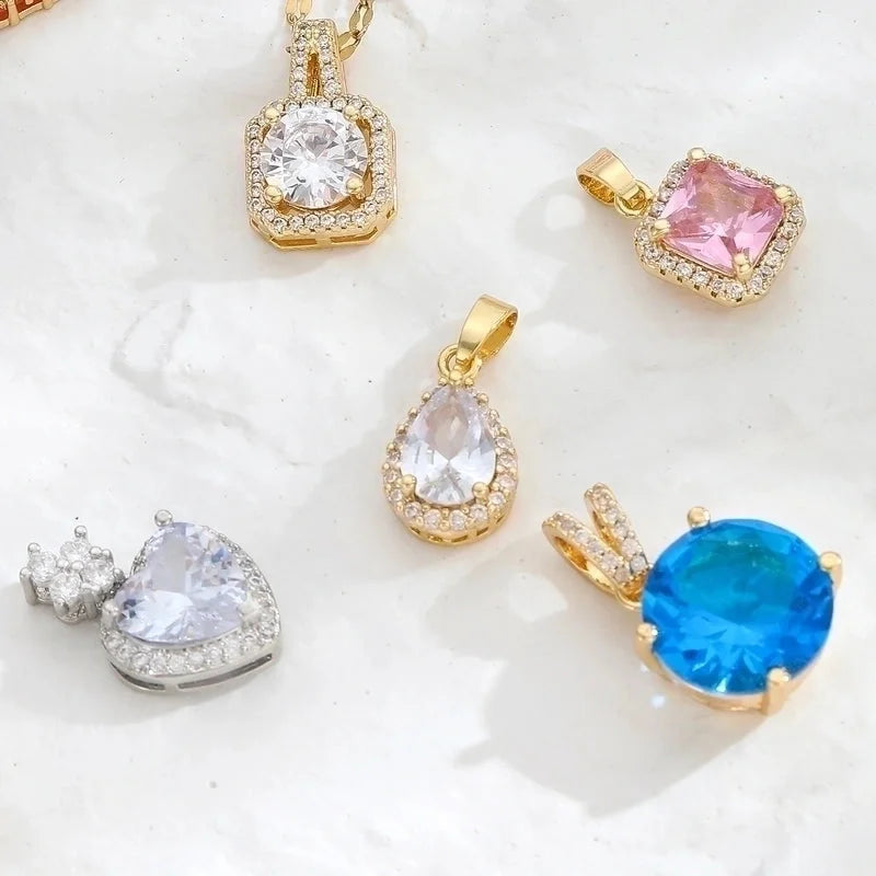 Vintage Style Geometric Stainless Steel Plating Inlay Zircon Pendant Necklace