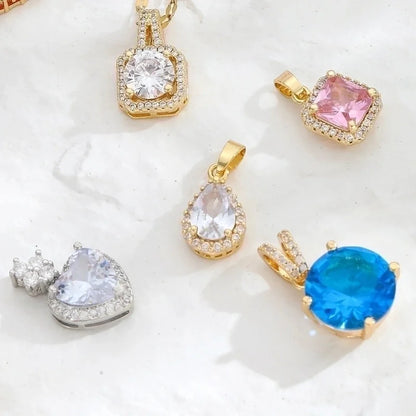 Vintage Style Geometric Stainless Steel Plating Inlay Zircon Pendant Necklace