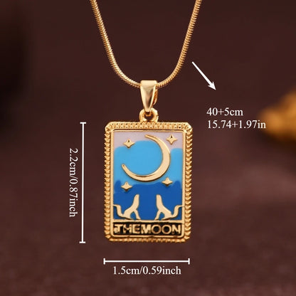 Vintage Style Minimalist Sun Moon Titanium Steel Copper Plating Pendant Necklace