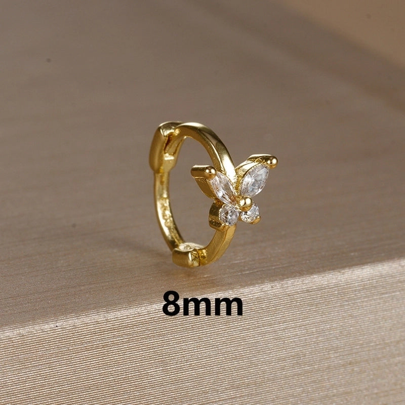 1 Piece Minimalist Color Block Butterfly Plating Copper Huggie Earrings