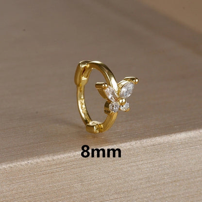 1 Piece Minimalist Color Block Butterfly Plating Copper Huggie Earrings