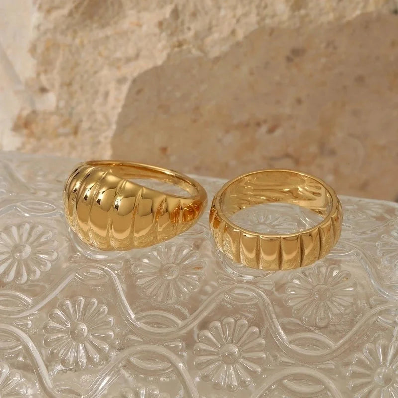 3 Pieces Casual Solid Color 316 Stainless Steel 16K Gold Plated White Gold Plated Gold Plated Plating Rings