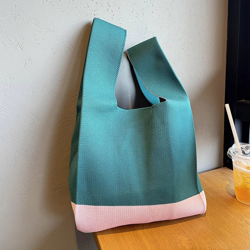 Vest Bag Vest Bag Cute Panda Large Knitted Shoulder Handbag Hand Bag Commuter Large Capacity Wrist Bag