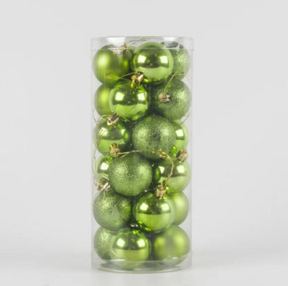 Factory In Stock 24Pcs Christmas Plastic Colored Ball Barrel Shopping Mall Holiday Party Pendant Christmas Tree