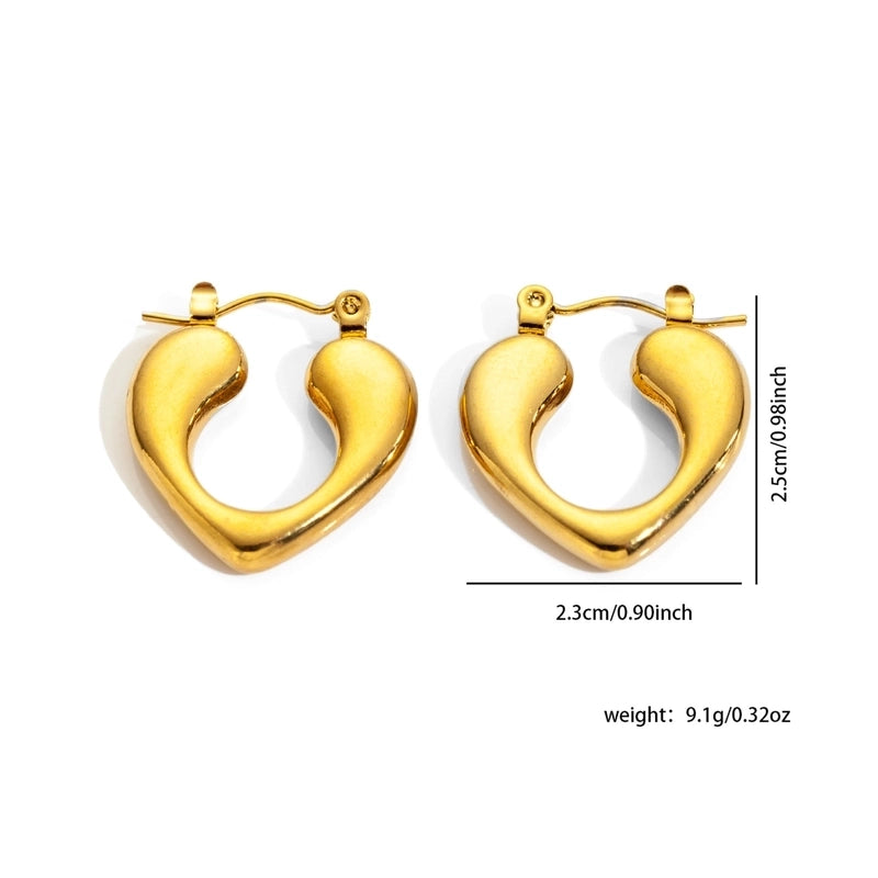1 Pair Minimalist Heart Shape Titanium Steel Hoop Earrings