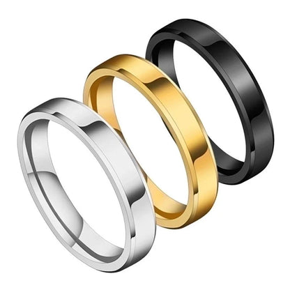 Minimalist Geometric 201 Stainless Steel No Inlaid 18K Gold Plated Stainless Steel Rings