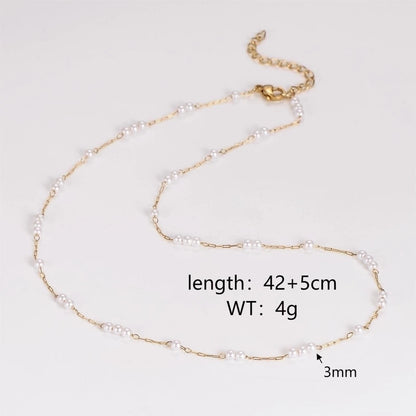 Casual Minimalist Round Heart Shape 304 Stainless Steel Artificial Pearl Necklace