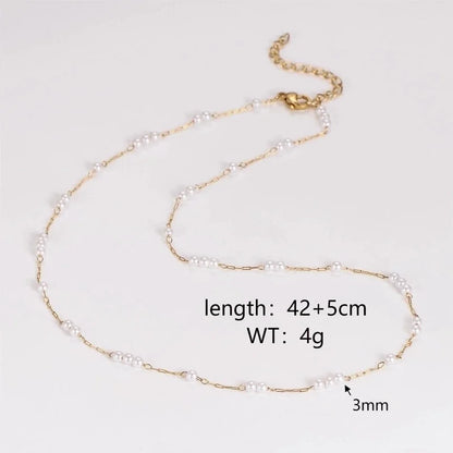 Casual Minimalist Round Heart Shape 304 Stainless Steel Artificial Pearl Necklace
