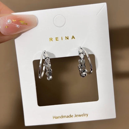 1 Pair Fashion Leaf Flower Bow Knot Imitation Pearl Alloy Rhinestones Earrings