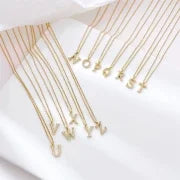 Minimalist Letter 304 Stainless Steel Zircon 16K Gold Plated White Gold Plated Plating Inlay Pendant Necklace