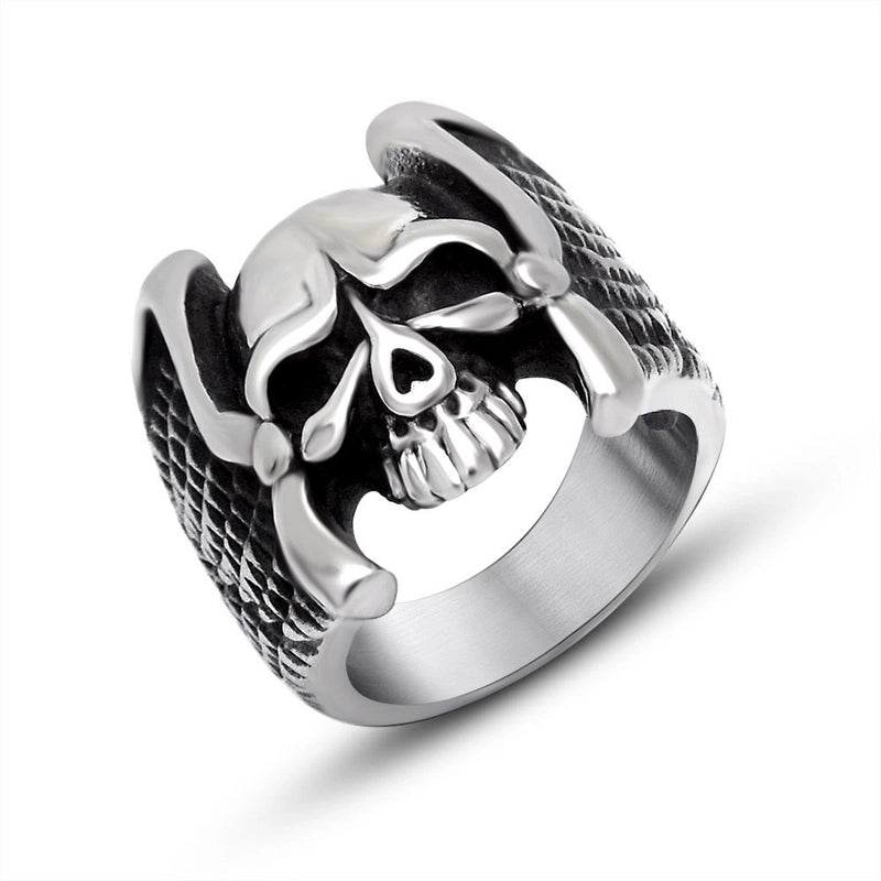 Retro Funny Punk Skull 304 Stainless Steel Polishing Halloween Men's Rings
