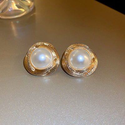 2 Pieces Mid-century Modern Round Geometric Copper Electroplating Earrings
