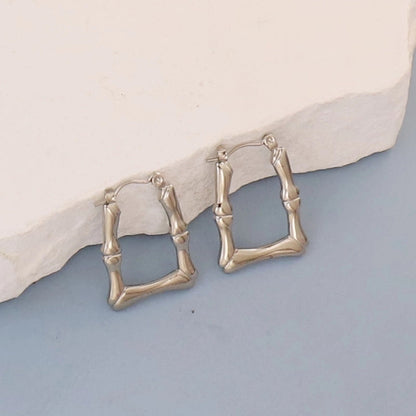 1 Pair Minimalist Round Square Heart Shape 304 Stainless Steel Earrings