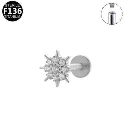 1 Piece Lip Rings Minimalist Snowflake Pure Titanium Plating Inlay Zircon White Gold Plated Silver Plated Lip Rings Ear Cartilage Rings & Studs