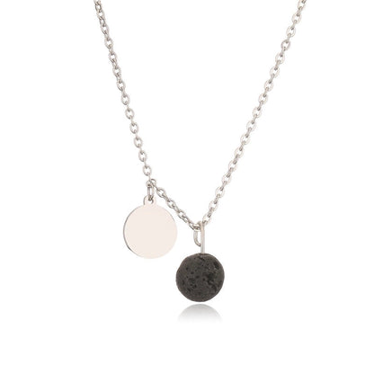 Punk Minimalist Round Natural Stone Pendant Necklace In Bulk