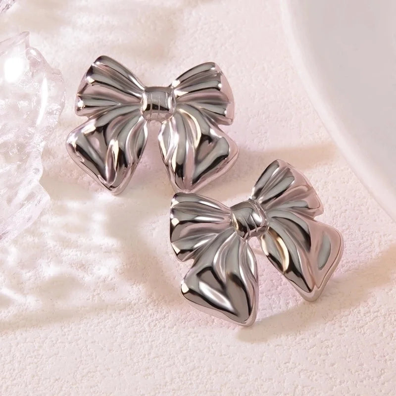 1 Pair Casual Minimalist Classic Style Bow Knot 304 Stainless Steel Imitation Gold Ear Studs
