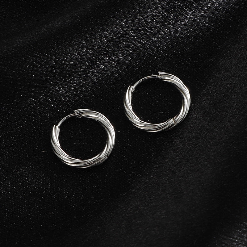 1 Pair Minimalist Geometric Titanium Steel Earrings