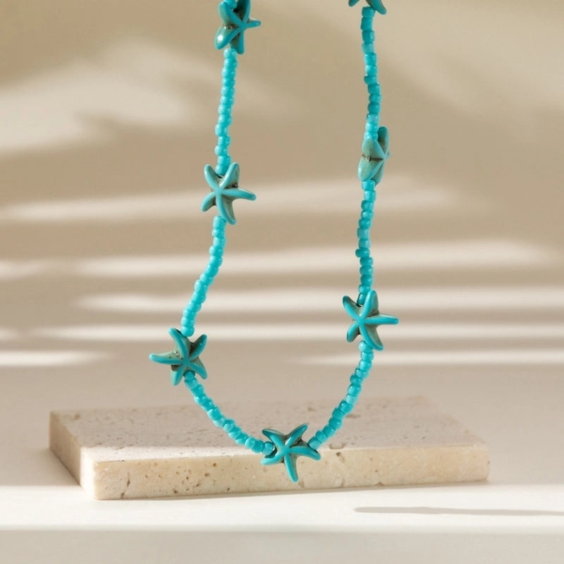 Copper Inlay Star Turquoise Necklace