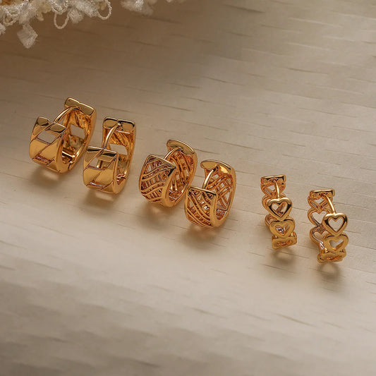 Irregular Geometric Copper Electroplating Earrings