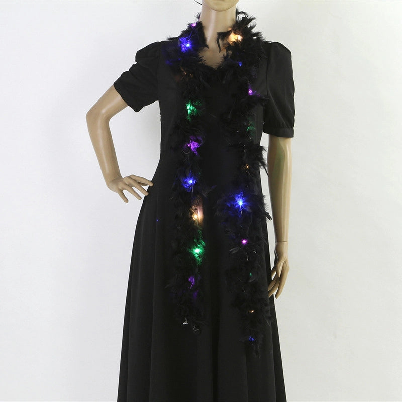 Christmas LED Feather Pendant Christmas Tree Decoration Glowing Feather Strip Holiday Party Decoration Feather Strip