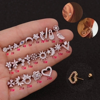 Ear Cartilage Rings & Studs Flower 316L Stainless Steel Copper