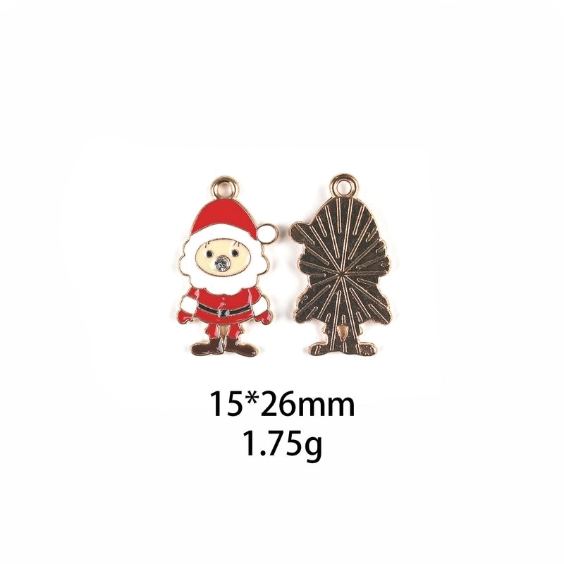10 PCS/Package Zinc Alloy Christmas Hat Christmas Tree Santa Claus Pendant Jewelry Accessories