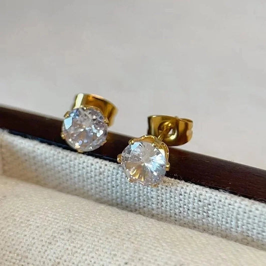 1 Pair Basic Modern Style Classic Style Geometric Plating Inlay 316L Stainless Steel Zircon Ear Studs