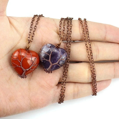 Minimalist Heart Shape Natural Stone Ferroalloy Pendant Necklace