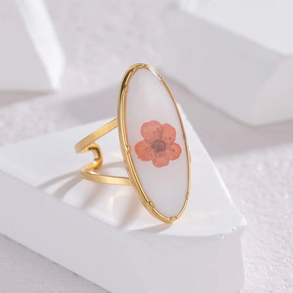 Minimalist Classic Style Flower 304 Stainless Steel Plating Open Rings