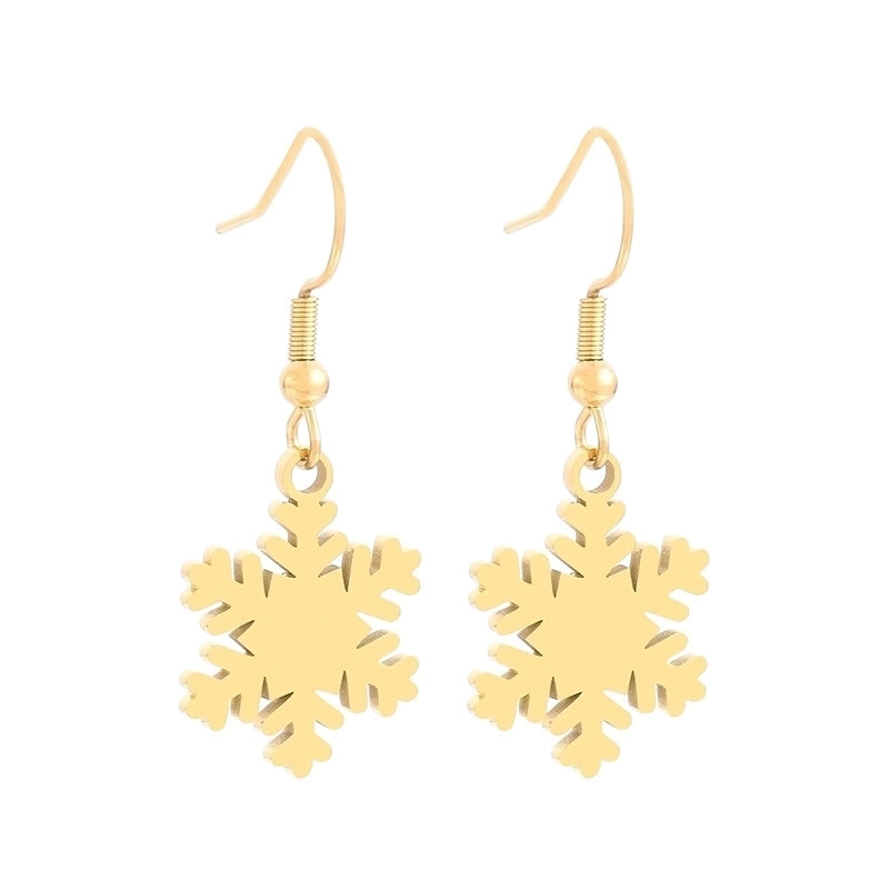 Vacation Snowflake Titanium Steel 18K Gold Plated Plating Bracelets Earrings Necklace