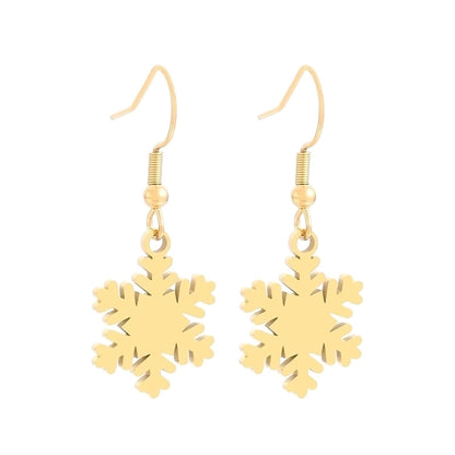 Vacation Snowflake Titanium Steel 18K Gold Plated Plating Bracelets Earrings Necklace