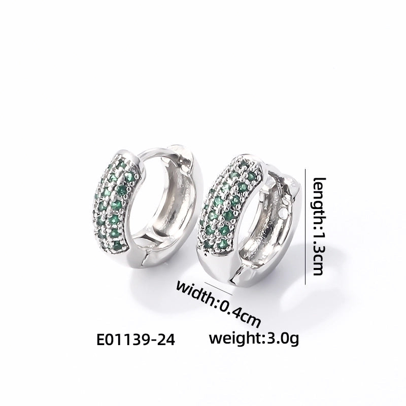 1 Pair Casual Modern Style Round Inlay Copper Zircon K Gold Plated Rhodium Plated Earrings