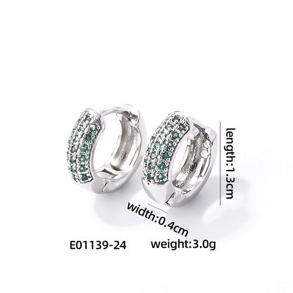 1 Pair Casual Modern Style Round Inlay Copper Zircon K Gold Plated Rhodium Plated Earrings