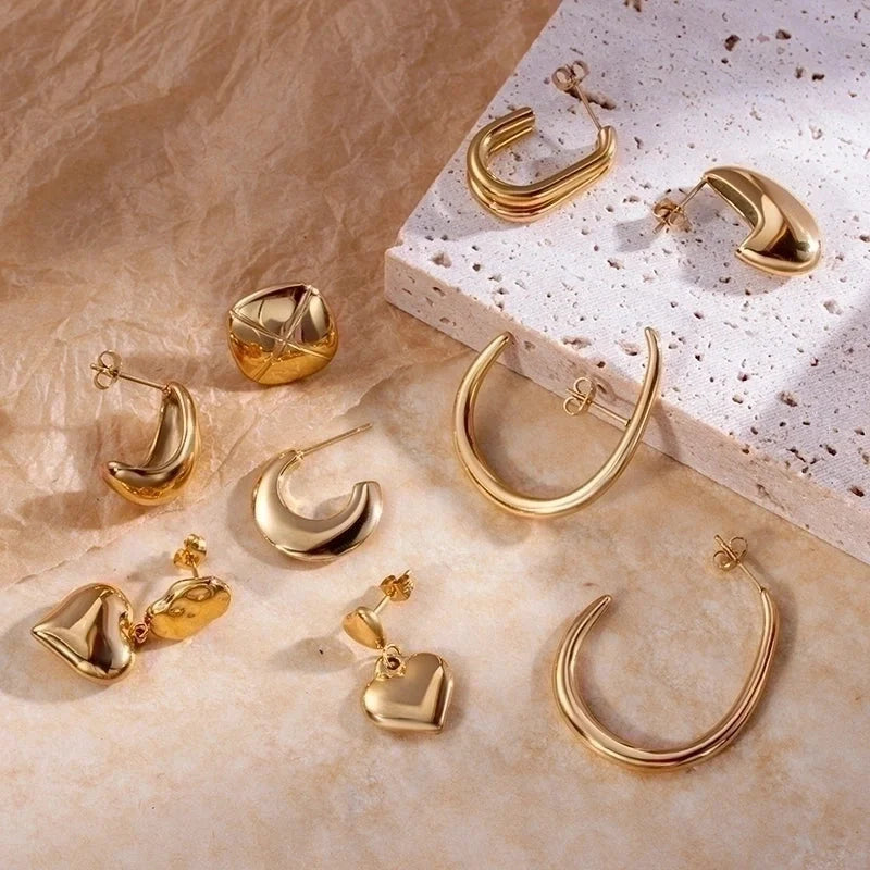 1 Pair Fashion Heart Shape Plating 304 Stainless Steel Drop Earrings Ear Studs