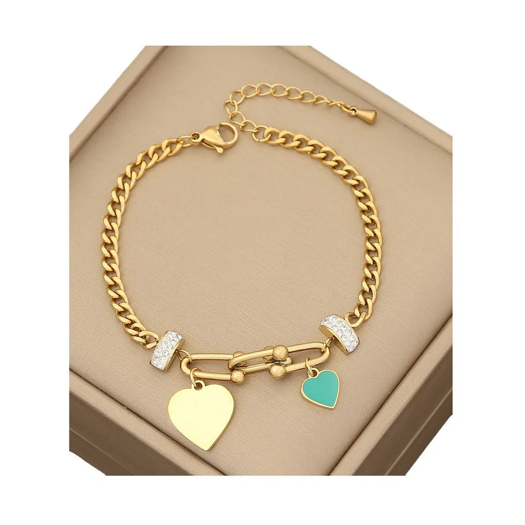 Women Fashion Flower Heart Stainless Steel Electroplating Bracelets