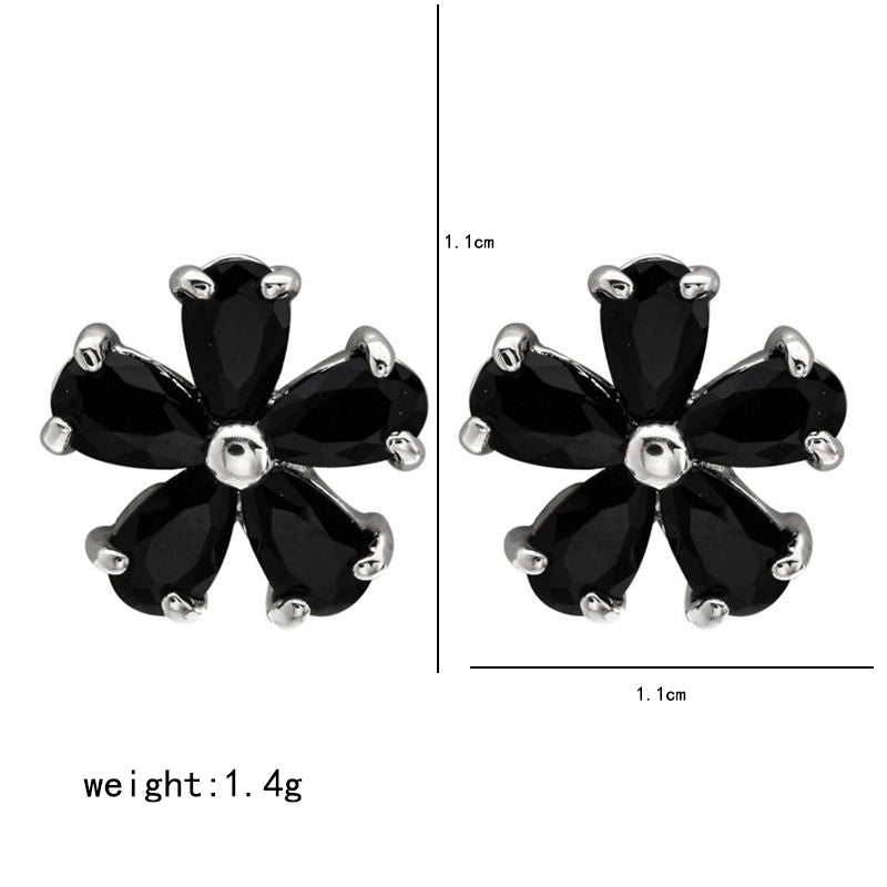 1 Pair Minimalist Flower Plating Inlay Copper Zircon White Gold Plated Ear Studs
