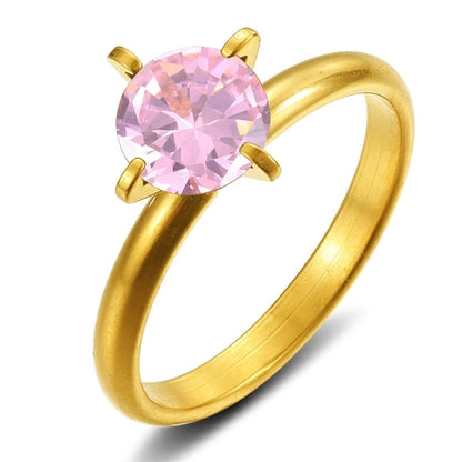 Elegant Solid Color Titanium Steel Inlay Zircon Rings