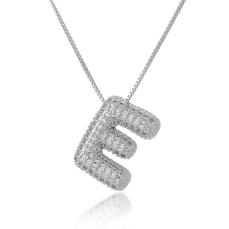 Copper Inlay Letter Zircon Pendant Necklace